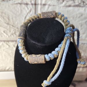 Hawaii Handmade Parachord Blue and Tan Macrame Braided Bracelet